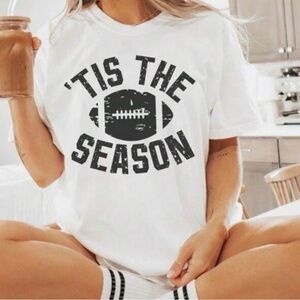 Cream Graphic Football Tee - 'Tis The Season